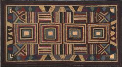 Wool Geometric Hooked Rug